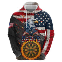 Custom American Flag and Bald Eagle Darts Hoodie with Flaming Dartboard - Wonder Print Shop