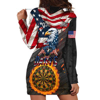 Custom American Flag and Bald Eagle Darts Hoodie Dress with Flaming Dartboard - Wonder Print Shop