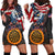 Custom American Flag and Bald Eagle Darts Hoodie Dress with Flaming Dartboard - Wonder Print Shop