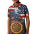 Custom American Flag and Bald Eagle Darts Kid Polo Shirt with Flaming Dartboard - Wonder Print Shop