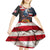 Custom American Flag and Bald Eagle Darts Kid Short Sleeve Dress with Flaming Dartboard - Wonder Print Shop