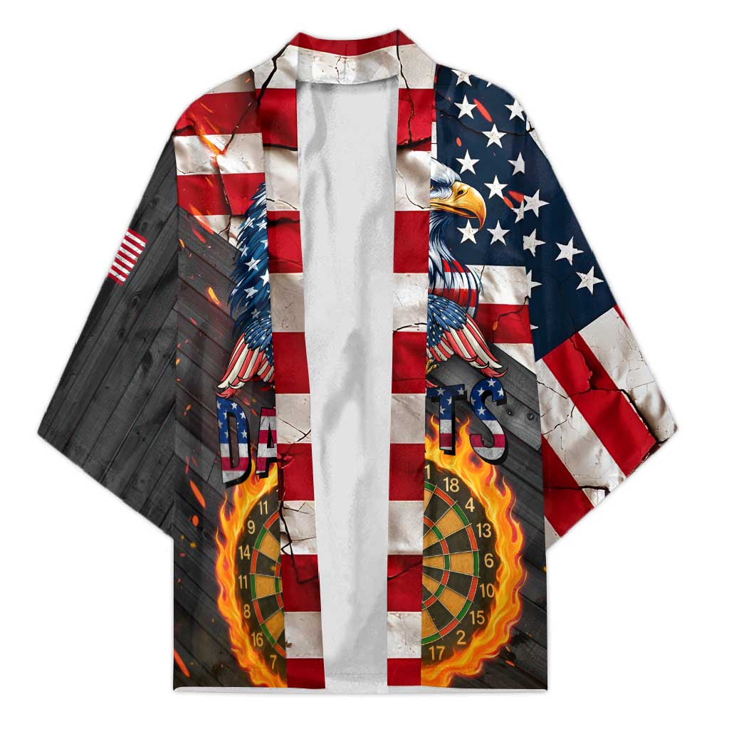 Custom American Flag and Bald Eagle Darts Kimono with Flaming Dartboard - Wonder Print Shop