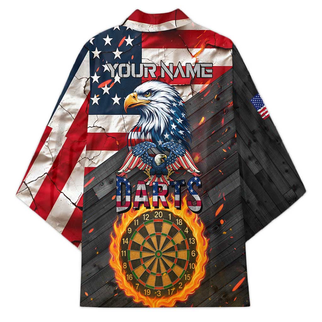 Custom American Flag and Bald Eagle Darts Kimono with Flaming Dartboard - Wonder Print Shop