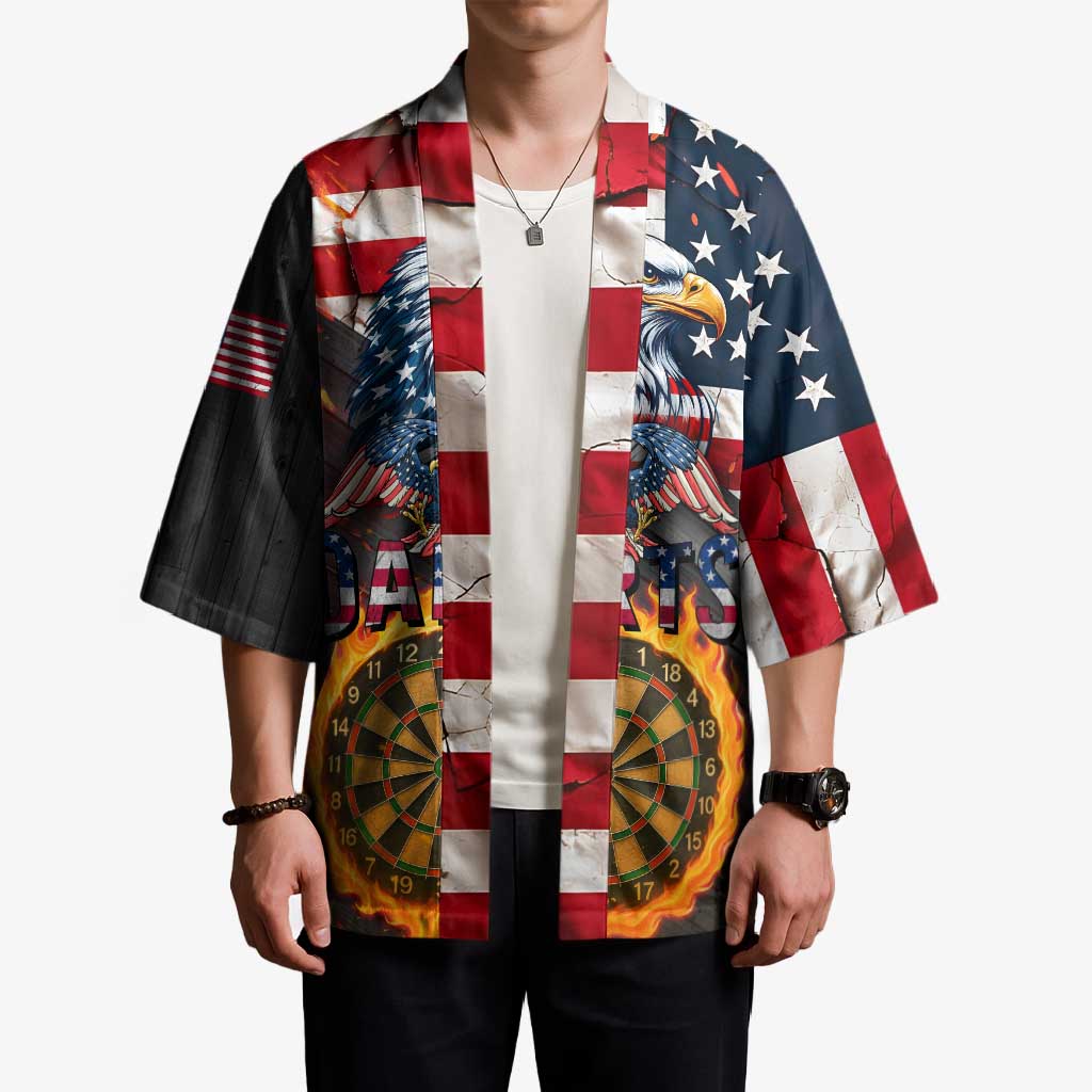 Custom American Flag and Bald Eagle Darts Kimono with Flaming Dartboard - Wonder Print Shop