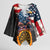 Custom American Flag and Bald Eagle Darts Kimono Sleeve Blouse with Flaming Dartboard - Wonder Print Shop