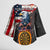 Custom American Flag and Bald Eagle Darts Kimono Sleeve Blouse with Flaming Dartboard - Wonder Print Shop