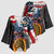 Custom American Flag and Bald Eagle Darts Kimono Sleeve Blouse with Flaming Dartboard - Wonder Print Shop