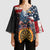 Custom American Flag and Bald Eagle Darts Kimono Sleeve Blouse with Flaming Dartboard - Wonder Print Shop