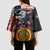 Custom American Flag and Bald Eagle Darts Kimono Sleeve Blouse with Flaming Dartboard - Wonder Print Shop