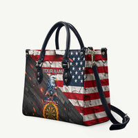 Custom American Flag and Bald Eagle Darts Leather Bag with Flaming Dartboard - Wonder Print Shop