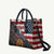 Custom American Flag and Bald Eagle Darts Leather Bag with Flaming Dartboard - Wonder Print Shop