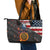 Custom American Flag and Bald Eagle Darts Leather Tote Bag with Flaming Dartboard - Wonder Print Shop
