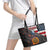 Custom American Flag and Bald Eagle Darts Leather Tote Bag with Flaming Dartboard - Wonder Print Shop