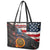 Custom American Flag and Bald Eagle Darts Leather Tote Bag with Flaming Dartboard - Wonder Print Shop