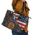Custom American Flag and Bald Eagle Darts Leather Tote Bag with Flaming Dartboard - Wonder Print Shop