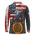 Custom American Flag and Bald Eagle Darts Long Sleeve Polo Shirt with Flaming Dartboard - Wonder Print Shop