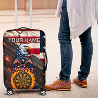 Custom American Flag and Bald Eagle Darts Luggage Cover with Flaming Dartboard - Wonder Print Shop