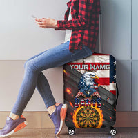 Custom American Flag and Bald Eagle Darts Luggage Cover with Flaming Dartboard - Wonder Print Shop