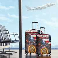 Custom American Flag and Bald Eagle Darts Luggage Cover with Flaming Dartboard - Wonder Print Shop