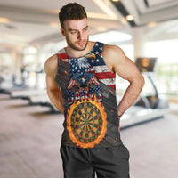 Custom American Flag and Bald Eagle Darts Men Tank Top with Flaming Dartboard - Wonder Print Shop