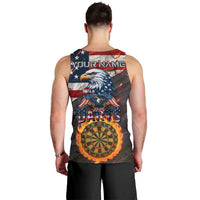 Custom American Flag and Bald Eagle Darts Men Tank Top with Flaming Dartboard - Wonder Print Shop