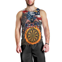 Custom American Flag and Bald Eagle Darts Men Tank Top with Flaming Dartboard - Wonder Print Shop