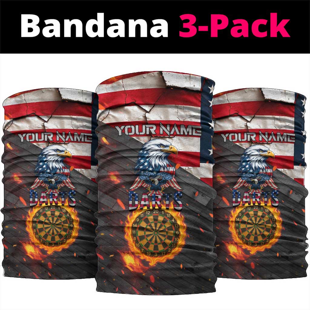 American Flag and Bald Eagle Darts Neck Gaiter with Flaming Dartboard TS04