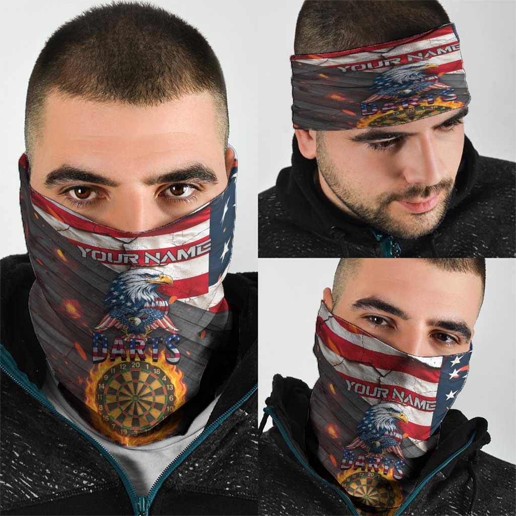 American Flag and Bald Eagle Darts Neck Gaiter with Flaming Dartboard TS04