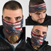 American Flag and Bald Eagle Darts Neck Gaiter with Flaming Dartboard TS04