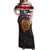 Custom American Flag and Bald Eagle Darts Off Shoulder Maxi Dress with Flaming Dartboard - Wonder Print Shop