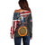Custom American Flag and Bald Eagle Darts Off Shoulder Sweater with Flaming Dartboard - Wonder Print Shop