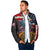 Custom American Flag and Bald Eagle Darts Padded Jacket with Flaming Dartboard - Wonder Print Shop
