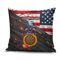 Custom American Flag and Bald Eagle Darts Pillow Cover with Flaming Dartboard - Wonder Print Shop