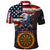 Custom American Flag and Bald Eagle Darts Polo Shirt with Flaming Dartboard - Wonder Print Shop