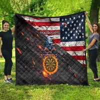 Custom American Flag and Bald Eagle Darts Quilt with Flaming Dartboard - Wonder Print Shop