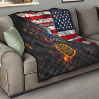 Custom American Flag and Bald Eagle Darts Quilt with Flaming Dartboard - Wonder Print Shop