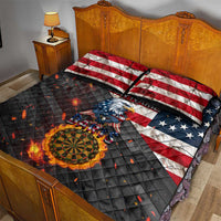 Custom American Flag and Bald Eagle Darts Quilt Bed Set with Flaming Dartboard - Wonder Print Shop