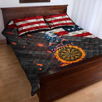 Custom American Flag and Bald Eagle Darts Quilt Bed Set with Flaming Dartboard - Wonder Print Shop