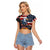 Custom American Flag and Bald Eagle Darts Raglan Cropped T Shirt with Flaming Dartboard - Wonder Print Shop