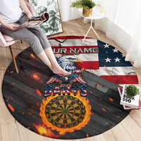 Custom American Flag and Bald Eagle Darts Round Carpet with Flaming Dartboard - Wonder Print Shop