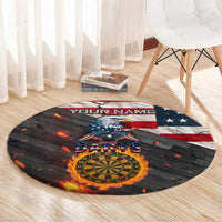 Custom American Flag and Bald Eagle Darts Round Carpet with Flaming Dartboard - Wonder Print Shop