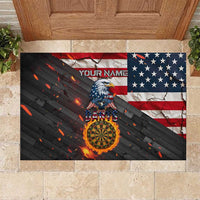 Custom American Flag and Bald Eagle Darts Rubber Doormat with Flaming Dartboard - Wonder Print Shop