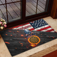 Custom American Flag and Bald Eagle Darts Rubber Doormat with Flaming Dartboard - Wonder Print Shop