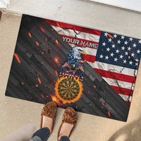 Custom American Flag and Bald Eagle Darts Rubber Doormat with Flaming Dartboard - Wonder Print Shop