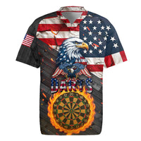 Custom American Flag and Bald Eagle Darts Rugby Jersey with Flaming Dartboard - Wonder Print Shop