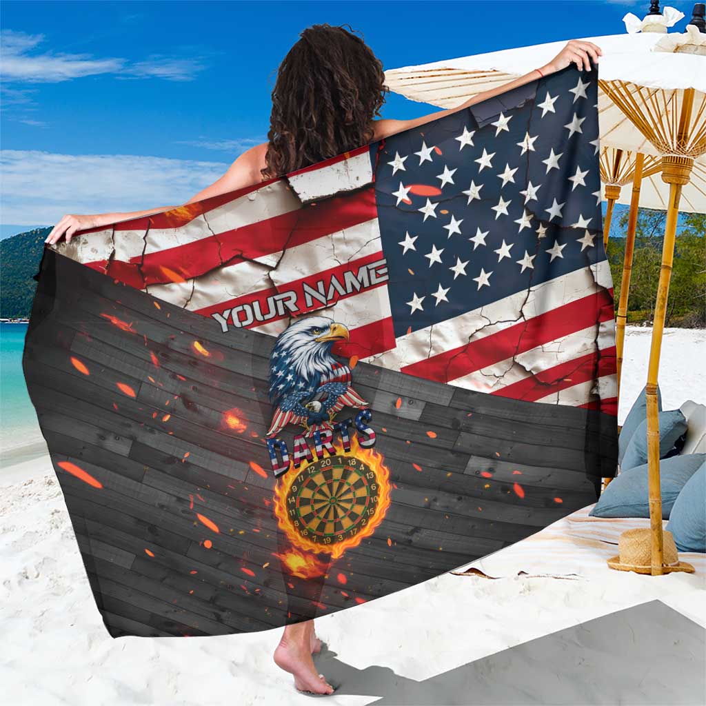 Custom American Flag and Bald Eagle Darts Sarong with Flaming Dartboard - Wonder Print Shop