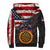 Custom American Flag and Bald Eagle Darts Sherpa Hoodie with Flaming Dartboard - Wonder Print Shop