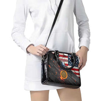 Custom American Flag and Bald Eagle Darts Shoulder Handbag with Flaming Dartboard - Wonder Print Shop