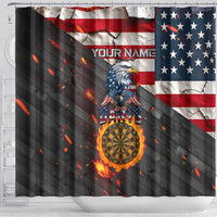 Custom American Flag and Bald Eagle Darts Shower Curtain with Flaming Dartboard - Wonder Print Shop