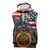 Custom American Flag and Bald Eagle Darts Sleeveless Hoodie with Flaming Dartboard - Wonder Print Shop